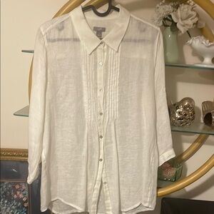 J. Jill Women's top /White Button-Up Men's Shirt 000665